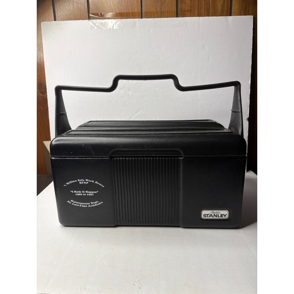 Vintage Aladdin Stanley Black Lunch Box BFNP Safety Award Made in USA 1997